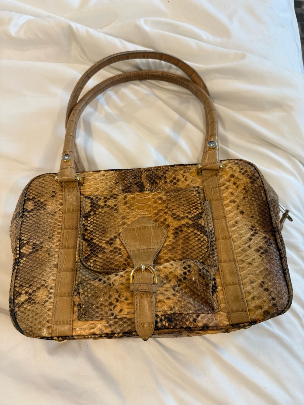 Vintage Colombetti Milano Snakeskin imprint Satchel – Italian Luxury Handbag - Picture 12 of 12
